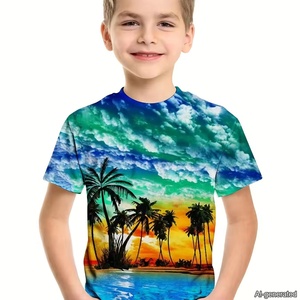 Práctico gran oferta Camiseta con cuello redondo Dolphin Ocean <span class=keywords><strong>World</strong></span> patrón niños niñas elástico manga corta <span class=keywords><strong>Top</strong></span> entrenamiento suave Casual camisetas - Product Image 3