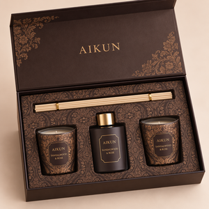 Aikun - Juego de Difusores de Aroma con Vela de 100 ml, en Caja de Vidrio Redonda con Logotipo, Aroma Personalizado, Larga Duración, Bajo MOQ, Respuesta Rápida para Marcas - Product Image 3