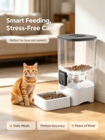 Distributeur automatique intelligent de nourriture pour animaux de compagnie avec contrôle des portions, distributeur de nourriture pour chats, réservoir transparent, bol d'alimentation intérieur