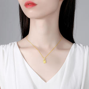 S925 sterling silver women's <b>necklace</b>, simple and exquisite gold rectangular pendant <b>necklace</b>, high-quality jewelry - Product Image 2