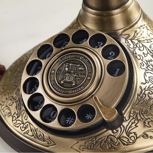 <span class=keywords><strong>Téléphone</strong></span> <span class=keywords><strong>fixe</strong></span> vintage de luxe européen antique à cadran rotatif en bronze avec fonction de recomposition et contrôle du volume pour la décoration de la maison et du bureau - Product Image 2