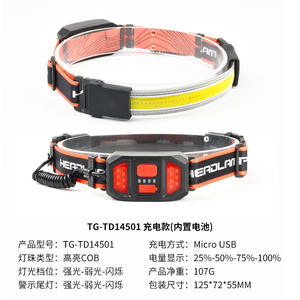 Lampe frontale LED Headla 1500 mH, batterie rechargeable, lumière blanche, course en plein air, pêche, camping, charge USB - Product Image 5