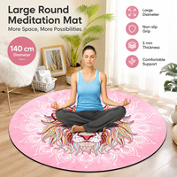 Tapis de méditation et de yoga AeroMara grand format rond en daim et caoutchouc 140 cm, antidérapant, résistant à l'eau, pour la méditation zen et les postures équilibrées