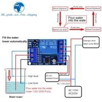 Contrôleur automatique de pompe à eau 2 en 1 DC 12V Capteur de niveau de liquide Interrupteur Module de relais pour moteur Aquarium Waterhouse Irriga