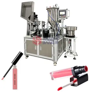 Automatic Lip Gloss Labial Glaze Eye Black Filling And Capping Machine With Brush Vibrator Bowl