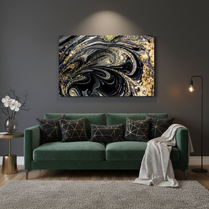 Shimmering Gold Marble Canvas Art - Elegant Black and Gold Wall Decor,<b>WRAPPED</b> CANVAS - Product Image 3