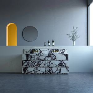 حوض زينة رخامي كالاكاتا فيولا مخصص حوض حمام حجري يدوي الصنع لديكورات داخلية فريدة - Product Image 2