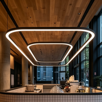 Suspension LED en profilé aluminium courbé, lumière chaude 3000K, pour comptoir de bar commercial, bar à cocktails, boîte de nuit, lounge
