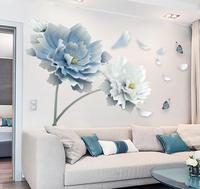 Autocollant mural Yanxi imperméable en PVC acrylique, imprimé numériquement à motifs floraux, finition brillante vernie, pour décoration murale DIY à la maison