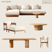 Ensemble de meubles de salon modernes en bois massif de luxe, écologiques, comprenant un canapé, des tables d'appoint, des fauteuils, pour la salle de séjour ou le patio.