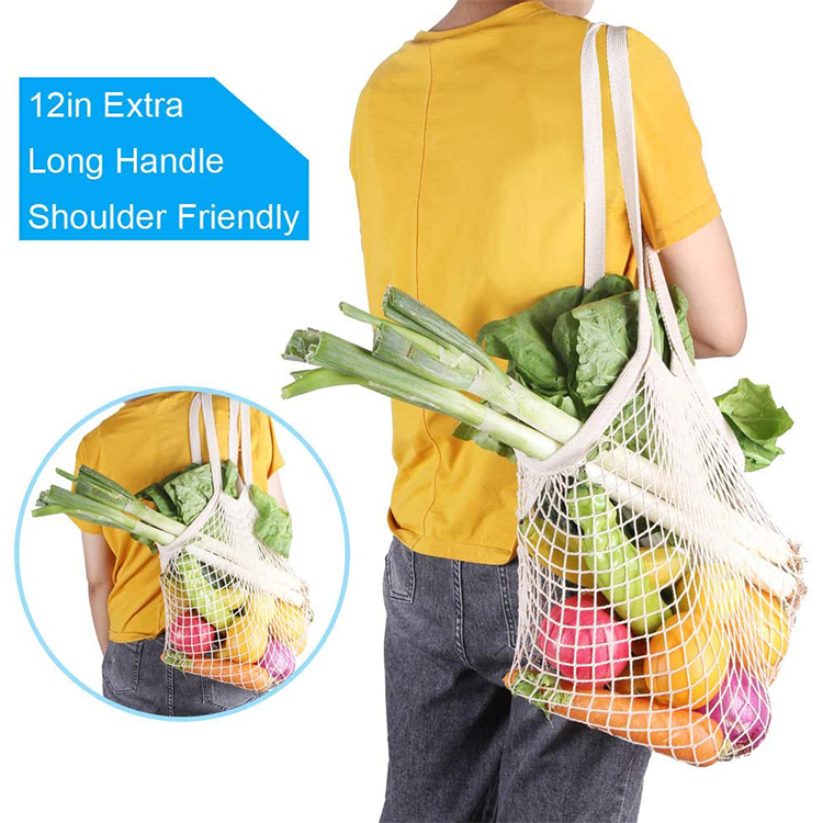 Large Reusable Organic Cotton Tote Mesh Shopping String Net bag For Vegetables