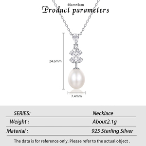 S925 <b>Sterling</b> <b>Silver</b> Zirconia Pendant with Natural Freshwater <b>Pearl</b> <b>Necklace</b> Women's Luxury Jewelry Wholesale - Product Image 6
