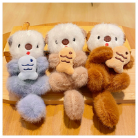 Porte-clés en peluche de loutre marine de dessin animé, doux, léger, portable, pendentif pour sac d'école, figurine mignonne pour étudiant, décoration