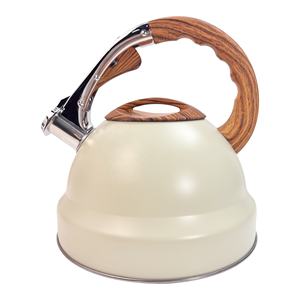 <span class=keywords><strong>Bouilloire</strong></span> en acier inoxydable de style rétro de couleur <span class=keywords><strong>crème</strong></span> de 3,5 L avec poignée en grain de bois Accessoire de cuisine facile à nettoyer <span class=keywords><strong>Bouilloire</strong></span> à sifflet durable - Product Image 1