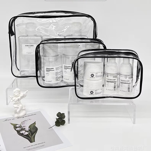 Bolsa de maquiagem pequena PVC transparente personalizado Saco de higiene pessoal personalizado para vestuário sapatos meias peles embalagens sacos plásticos duráveis - Product Image 1