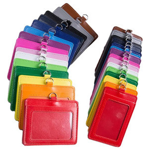 Porta Tarjetas <span class=keywords><strong>de</strong></span> Identificación Vertical y Horizontal <span class=keywords><strong>de</strong></span> Cuero PU, Porta Llaves <span class=keywords><strong>de</strong></span> Doble Cara, Porta Tarjetas <span class=keywords><strong>de</strong></span> Crédito Delgadas con Acceso al Nombre, Estuche para Tarjetas con Llavero - Product Image 1