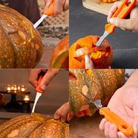 Outils de gravure manuels professionnels 7 pièces/ensemble pour citrouilles et légumes d'Halloween, en acier inoxydable avec manche en PP, portables en métal