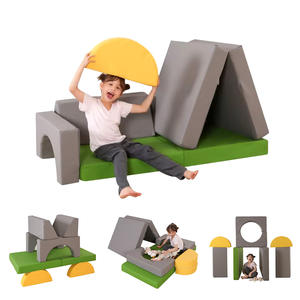 أريكة لعب للأطفال حديثة وقابلة للتحويل مكونة من 8 قطع مع وسائد أرضية ناعمة للأولاد والبنات - Product Image 1