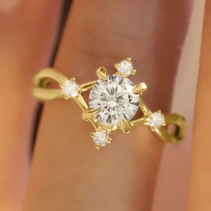 Anello da donna con zirconi a forma di fiocco di neve, gioiello geometrico romantico invernale, accessorio elegante da regalo - Product Image 1