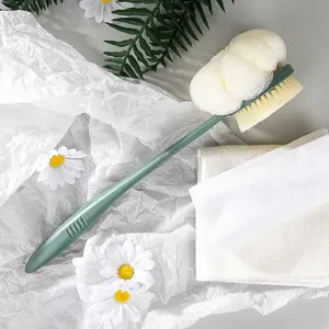 Gloway Plastic Long Handle Skin Exfoliating Back Scrubber Bath Mesh Sponge Shower Body Brush With Bristles And Loofah