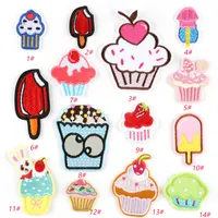 Schöne bunte Cupcake Eis Design Stickerei Textil Patches für Baby kleidung