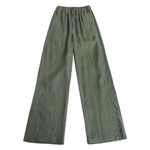 Wide Leg Pants Military Green Cotton Linen <b>Blend</b> Loose Fit Breathable Casual Women's Trousers With Pockets Spring Summer Wear - Product Image 5