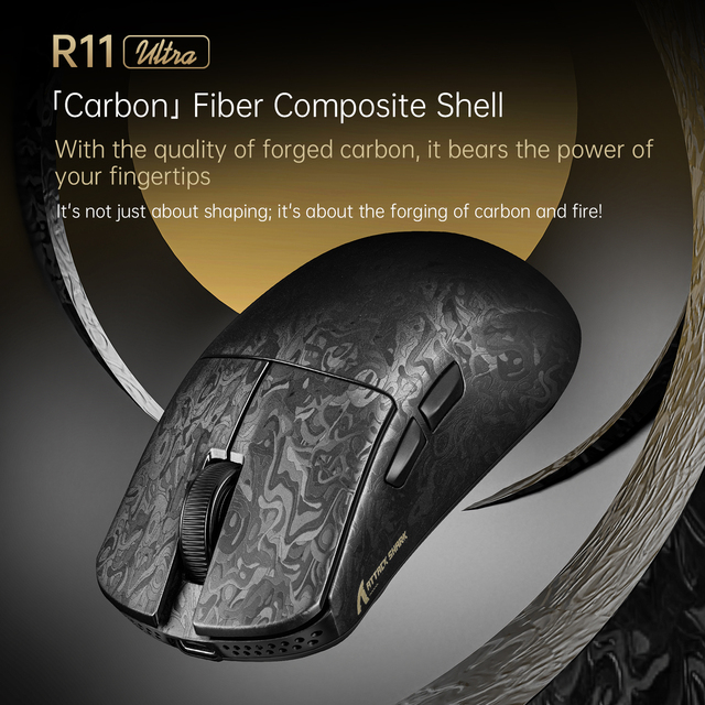 R11 Ultra 8K Carbon Fiber Wireless Gaming Mouse 42000 DPI PAW3950 MAX Sensor Polarized Light 49g Lightweight Gaming Mouse