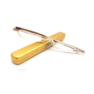 זול סיטונאי ייצור slim אור קטן קריאת משקפיים עם עט מקרה מתכת - Product Image 4