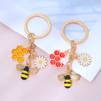 Charmant porte-clés mignon en métal émaillé 3D en forme d'abeille pour sac