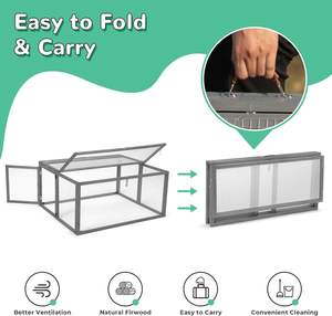 <span class=keywords><strong>Cage</strong></span> à poulet grise pliante en bois poulailler course clapier à lapin <span class=keywords><strong>Cage</strong></span> portable avec portes latérales supérieures couveuse de parc pour petits animaux - Product Image 2