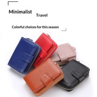 Dompet SIM Kulit Sapi Lapisan Atas Pria RFID Unisex Tempat Kartu Kulit Asli Anti-pencurian dengan Resleting Dompet Pendek