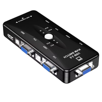 Commutateur KVM VGA 4 ports Commutateur USB2.0 Boîtier de commutateur KVM pour ordinateur/clavier/souris Moniteur