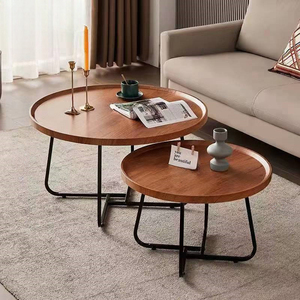 Juego de mesa de madera para el hogar, sala de estar combinada para mesa de centro, mesa redonda de madera maciza multifunción, estilo nórdico - Product Image 4