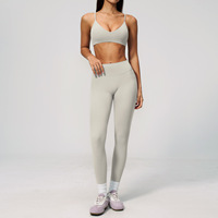 Nouvel ensemble de yoga tendance uni, taille haute, effet push-up, 2 pièces, anti-transpiration, pour activités sportives en extérieur, fitness, course et gym