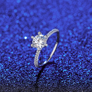 S925 Sterling Silver Four‑Prong Moissanite <b>Ring</b> Women <b>Thin</b> Band Paved <b>Ring</b> Luxury Simulated Diamond Engagement Gift Silver <b>Ring</b> - Product Image 3