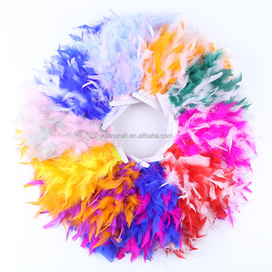 Venta al por mayor 2 yardas 10 - 5 cm doble Color pavo pluma ajuste flecos para coser falda vestido fiesta disfraz - Product Image 1