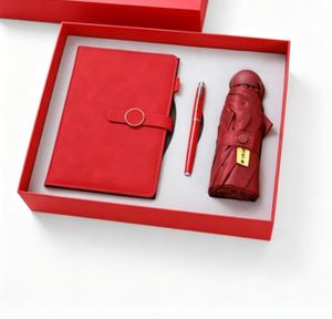 Coffret Cadeau 2026 – Papeterie de Bureau Haut de Gamme : Carnet en Cuir PU Rigide avec Parapluie et Stylo - Product Image 1