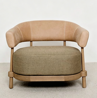 Fauteuil d'appoint moderne incurvé et rembourré, siège rond en tissu, pieds en bois, pour salon, hall d'hôtel, mobilier de loisirs