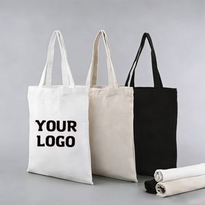 Sac fourre-tout réutilisable en coton personnalisé avec logo imprimé, pour femmes et hommes, idéal pour le voyage, le shopping, le rangement, en tissu toile, sac de plage - Product Image 1