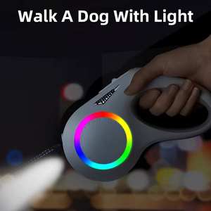 2025 뜨거운 판매 도매 럭셔리 패션 친환경 다채로운 스트리밍 <span class=keywords><strong>LED</strong></span> ABS Type-c 충전식 자동 개폐식 개 가죽 끈 - Product Image 6