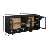 Console de salon 70 ''en bois de chêne américain Style bois massif Armoire à 4 portes en verre avec rotin pour buffet multimédia domestique