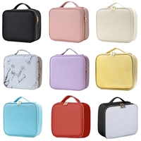 Sac à cosmétiques personnalisé avec logo, miroir LED, 3 couleurs de lumière, grande capacité, organiseur de maquillage, trousse de toilette de voyage, boîte de rangement de beauté