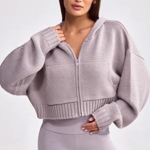 Felpa Sportiva con <span class=keywords><strong>Zip</strong></span> Personalizzata, Abbigliamento Sportivo su Misura, <span class=keywords><strong>Cardigan</strong></span> Lavorato a Maglia con <span class=keywords><strong>Zip</strong></span> per <span class=keywords><strong>Donna</strong></span> - Product Image 2