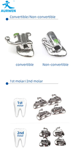 AURWEN Tube buccal orthodontique dentaire non convertible, adhésible, pour 1ère molaire (6e molaire), en acier inoxydable dur 17-4. - Product Image 4