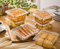 Boîte d'emballage personnalisée pour gâteaux, pâtisseries, salades, à emporter, transparente, compostable, en PLA, boîte de boulangerie, contenants à clapet
