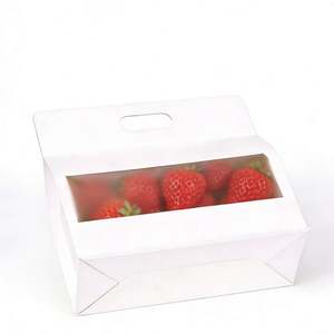 Bolsas de Papel Kraft Blancas Personalizables con Asas Troqueladas y Ventanas Transparentes, Ideales para Empacar Frutas y Postres - Product Image 6