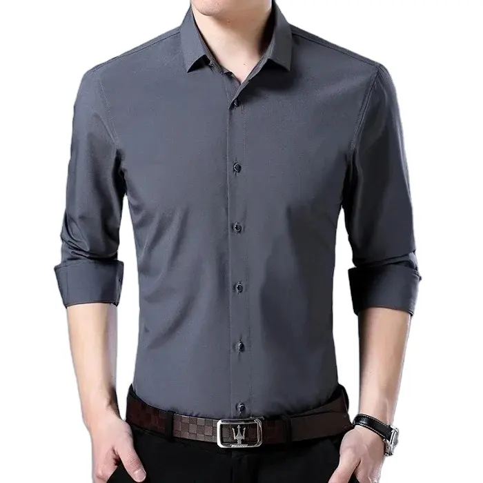 OEM Serviço Camisa Dos Homens Novas Chegadas 2023 Plus Size 100% Algodão Stand-up Collar Manga Longa Camisas Dos Homens Vestido de Escritório Formal