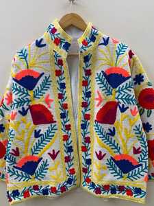 เสื้อแจ็คเก็ตผ้าฝ้ายทอมือลายสัตว์สไตล์โบฮีเมียนสำหรับผู้หญิง ระบายอากาศได้ดี เหมาะสำหรับฤดูหนาว ตกแต่งด้วยงานปักลายซูซานี - Product Image 4