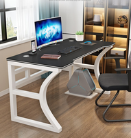 AILICHEN Bureau d'ordinateur élargi et renforcé bureau à domicile bureau simple cadre blanc + noir