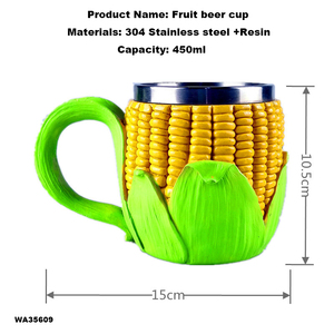 Vente en gros Nouveau Créatif Résine Acier Inoxydable Simple Créatif Personnalité Amusant 3D Fruits Bière Tasses Maïs Raisin Tasse Cadeau Whisky Tasse - Product Image 2